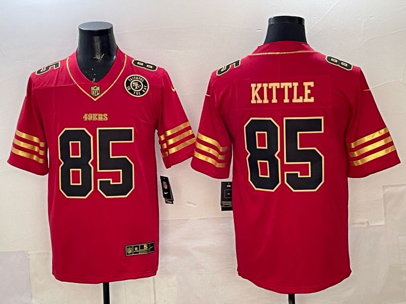 Men 2025 Nike San Francisco 49ers #85 Kittle Red gold Limited NFL Jersey 043